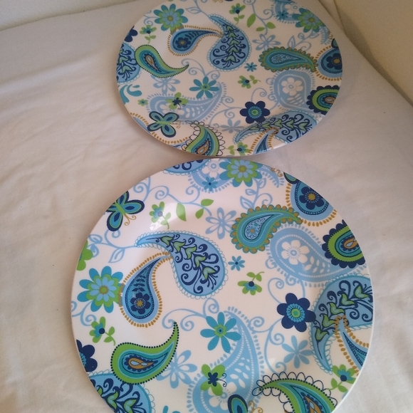 Royal Norfolk Blue Paisley 10.5"  Dinner Plates, set of 2 - Picture 2 of 6